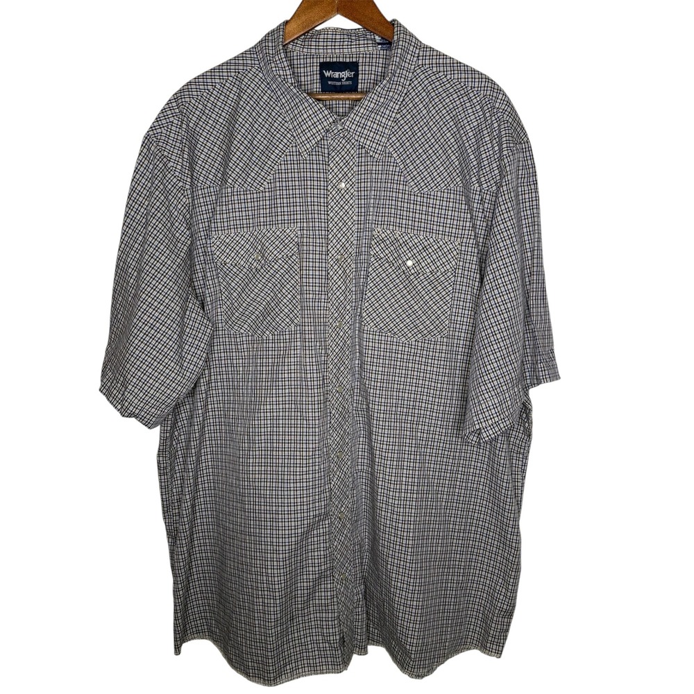 Wrangler‎ Western plaid Pearl Snap Short Sleeve Shirt Sz 3XT